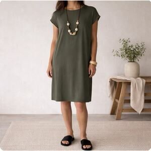 Eileen Fisher Sz M knit Sleeveless Contemporary Minimalist lagenlook Dress USA